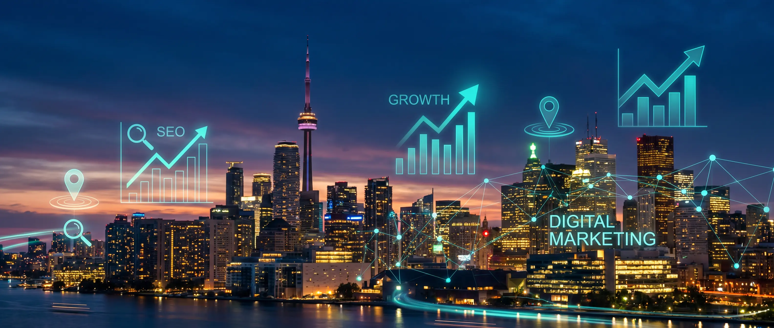 SEO and digital marketing cityscape